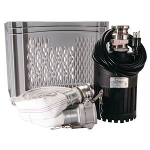Flood Kit 4/10 HP Utility Pump with 25 in. Cloth Hose and Drain/Storage Crate