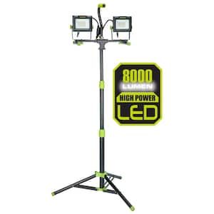 PowerSmith PWL2140TS Dual-Head 40W 4000 Lumen LED Work Light with Metal Lamp Housing and Telescoping Tripod 9 Ft Power Cord