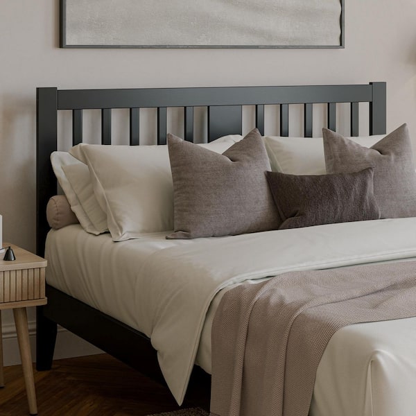 Finley Black Queen Wood Slatted Headboard