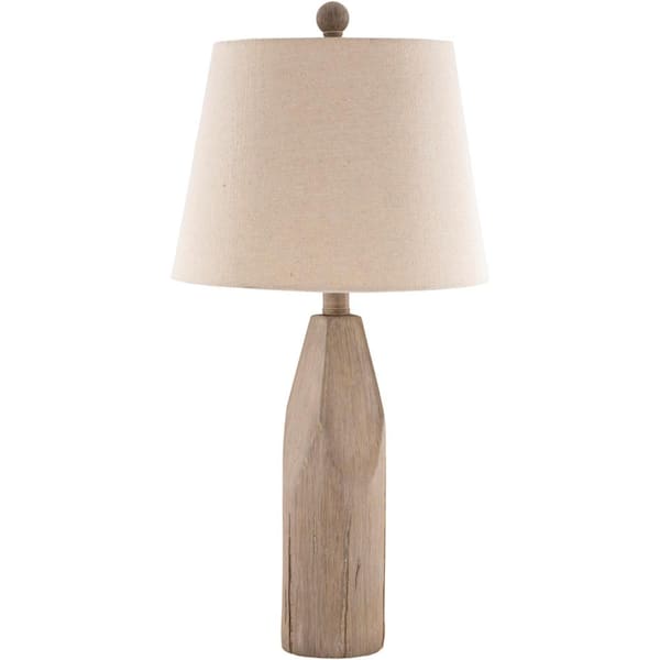 Livabliss Ebaro 24 in. Gray Indoor Table Lamp with Natural Barrel Shaped Shade