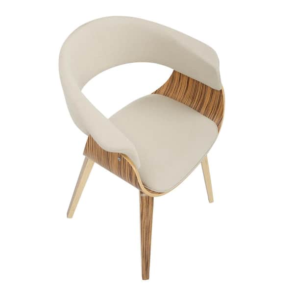 Lumisource Vintage Mod Zebra Wood and Cream Fabric Dining Chair CH