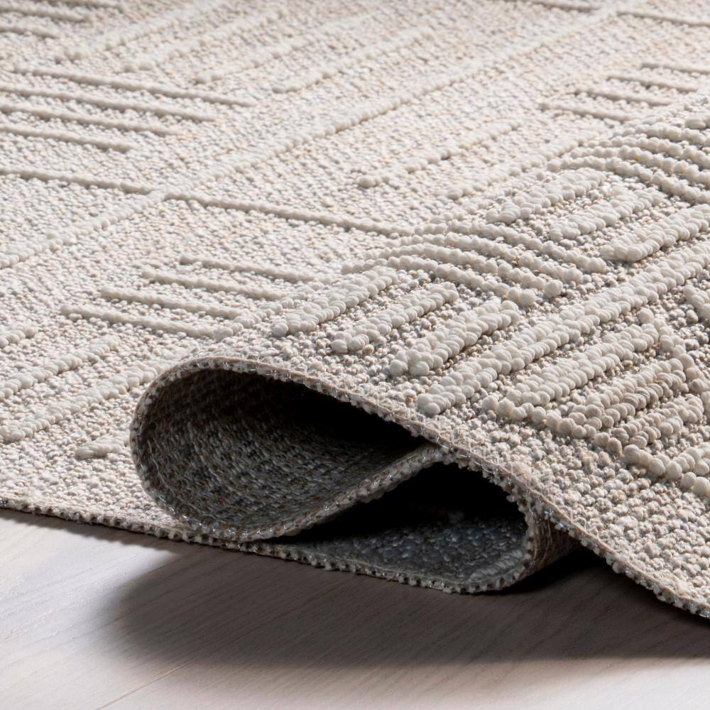 Demetra Beige Geometric Flat Woven Synthetic Area Rug