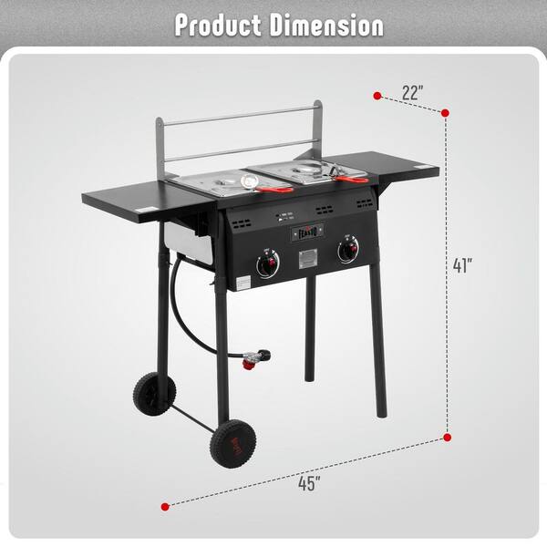 thumbnail image 2 of Barton 17QT Propane Double Burner Deep Fryer | Triple Basket High-Pressure Station 2 of 4