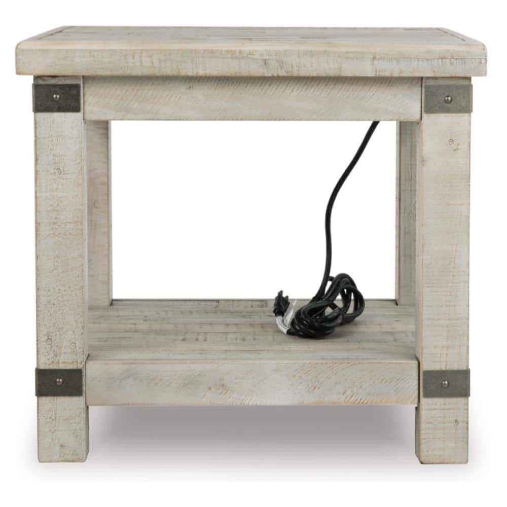 Contemporary Gray Rectangular End Table with Storage