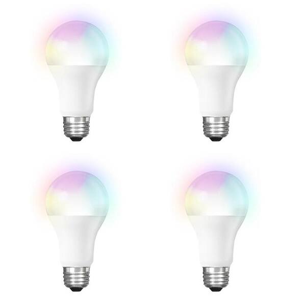 Feit Electric 60-Watt Equivalent A19 Dimmable Smart Wifi Color Changing and Tunable White LED Light Bulb RGBW (4-Pack)