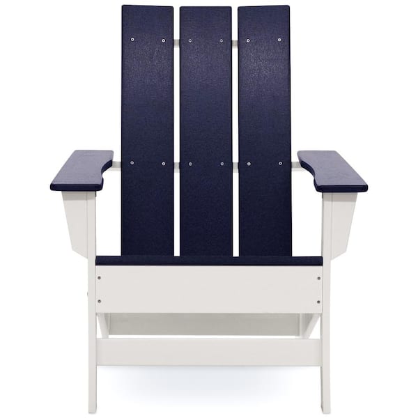 DUROGREEN Aria White with Navy Blue Recycled Plastic Adirondack Chair