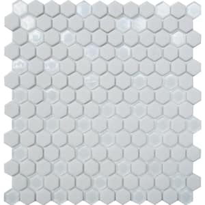 White 11.8 in. x 12 in. Hexagon Polished Recycled Glass Mosaic Tile (4.92 sq. ft./Case)