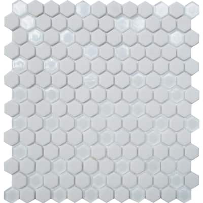White 11.8 in. x 12 in. Hexagon Polished Recycled Glass Mosaic Tile (4.92 sq. ft./Case)