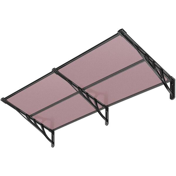 VIVOHOME 6.67 ft. 80 in. Polycarbonate Spliced Window Fixed Awning in Brown with Black Bracket