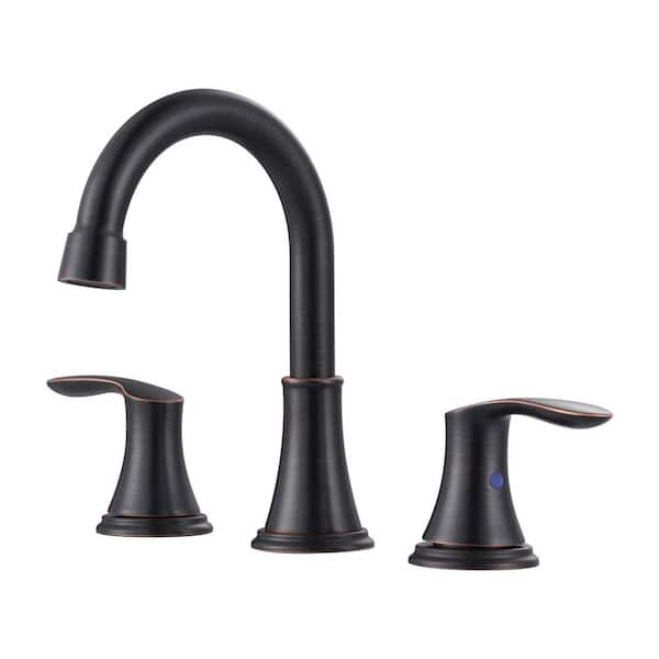 8 in. Widespread Double Handle Bathroom Faucet with Pop up Sink Drain and Corrosion Resistant in Oil Rubbed Bronze