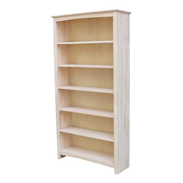 72 in. H Unfinished Solid Wood 6-Shelf Standard Bookcase