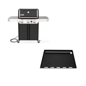 Genesis E-325 3-Burner Natural Gas Grill in Black with Full Size Griddle Insert