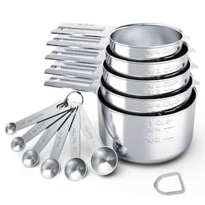 11-Piece Stainless Steel Measuring Cups and Spoons Set, Cups and Spoons, Kitchen Gadgets for Cooking and Baking