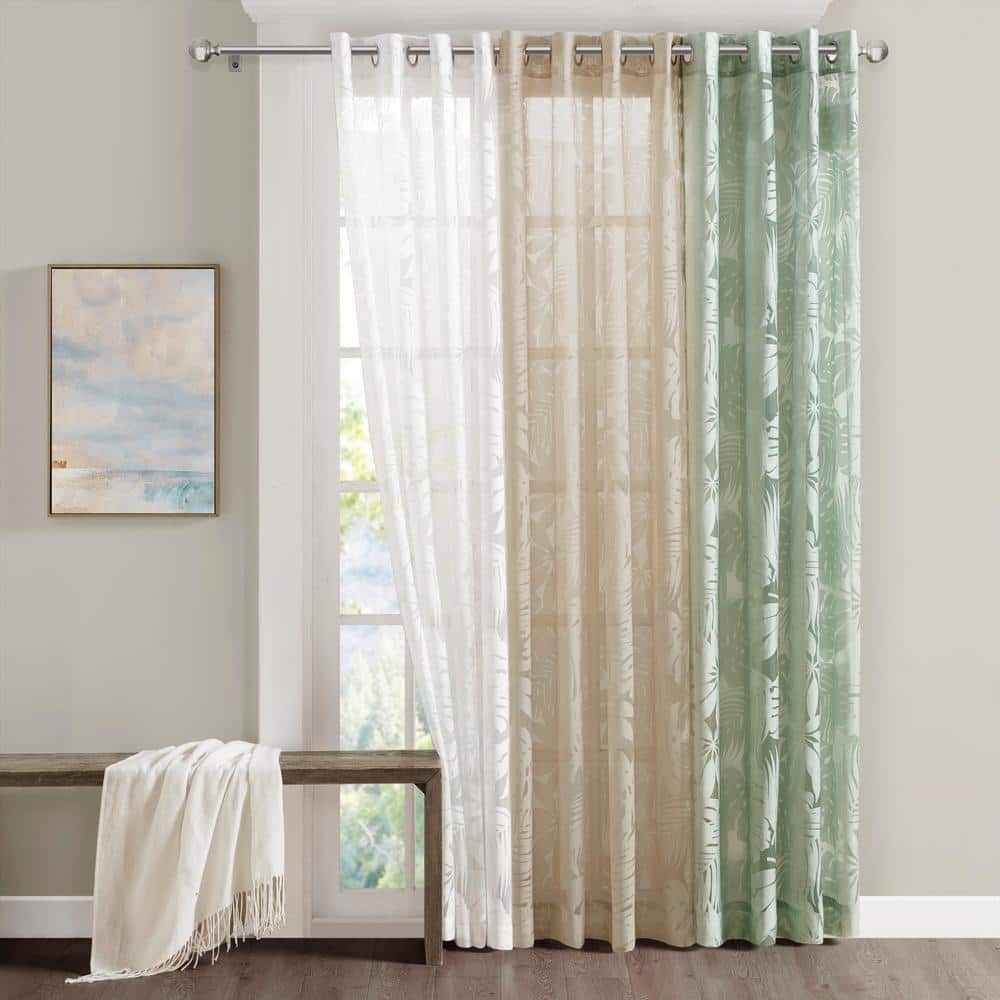 Maui White Sheer Grommet Top Tropical Drapes