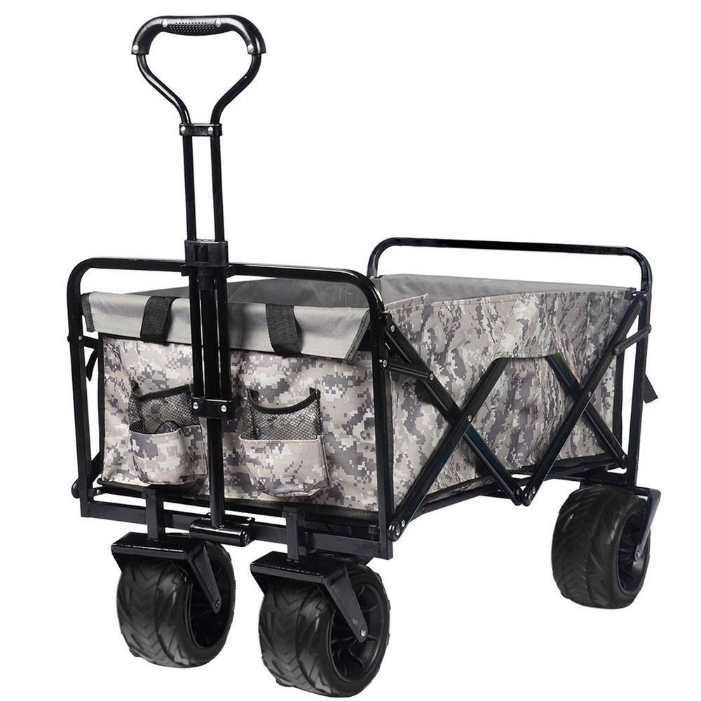 Steel 220 lbs. Capacity Collapsible Wagon Cart Heavy Duty Foldable Beach Do