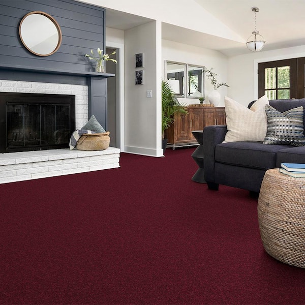 Alpine - Romance - Red 15 ft. 17.3 oz. Polyester Texture Installed Carpet