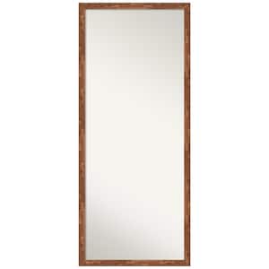 Non-Beveled Fresco Light Pecan 26.5 in. W x 62.5 in. H Decorative Floor Leaner Mirror