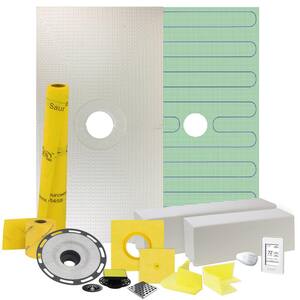 Pro GEN II 32 in. x 60 in. Floor Heating and Shower Waterproofing Kit with Center Drain and PVC Flange