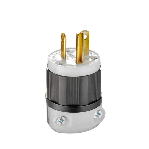 20 Amp 125-Volt Straight Plug, Black and White