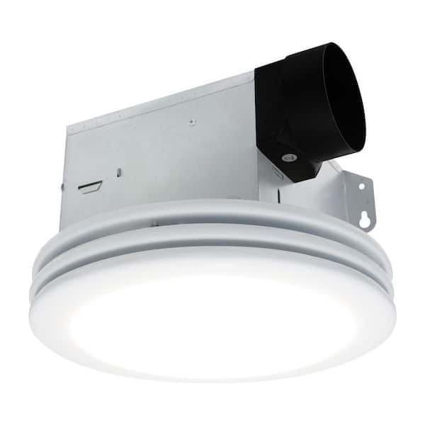Akicon 1480NL Satin White 80 CFM 2-Sones Celling Bathroom Exhaust Fan with Light, 15-Watt Dimmable 3CCT LED Light