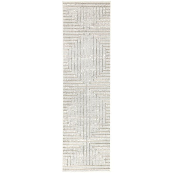 Hampton Bay Avondale Cream  Doormat 2 ft. x 7 ft. Striped Indoor/Outdoor Area Rug