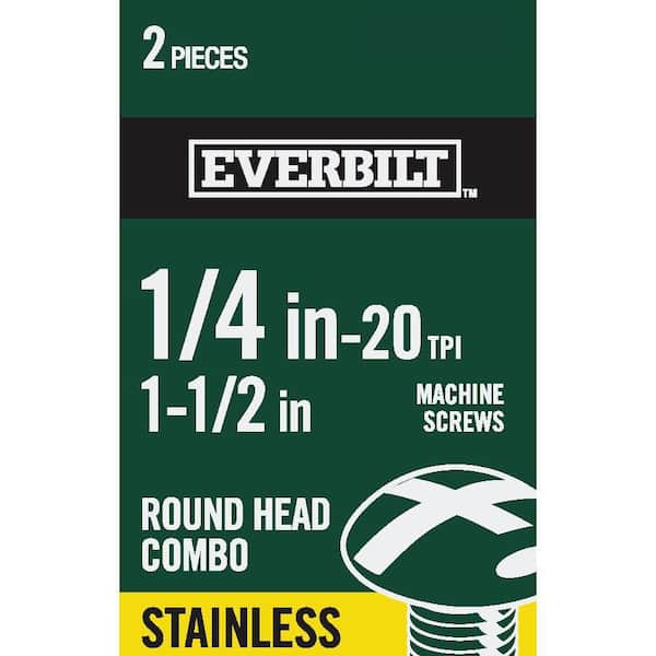 Everbilt 1/4 in.-20 x 1-1/2 in. Phillips-Slotted Round-Head Machine Screws (2-Pack)