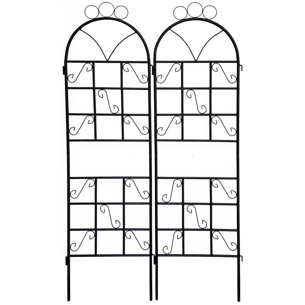 Black 72 in. Metal Garden Trellis for Climbing Plants, Outdoor Rustproof St
