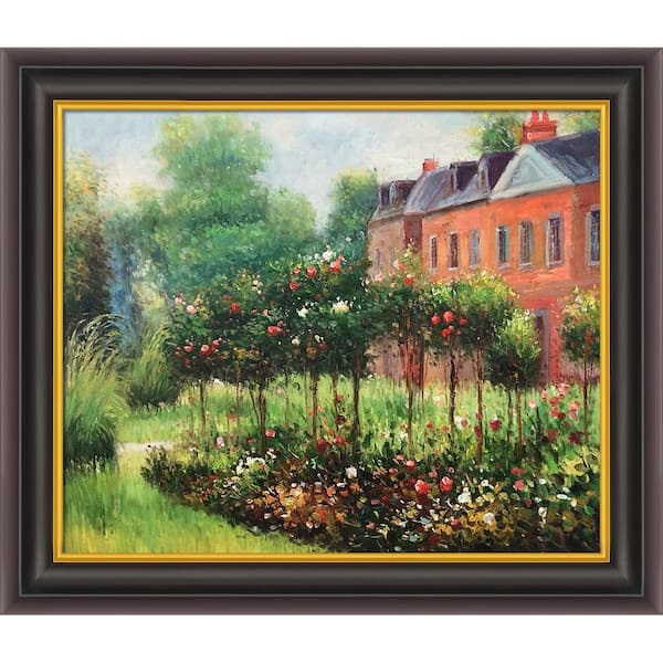 LA PASTICHE The Rose Garden at Warg Emont, 1879 by Pierre-Auguste Renoir Opulent Framed Abstract Art Print 26 in. W. x 30 in.