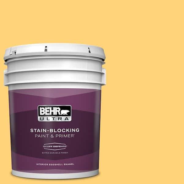 BEHR ULTRA 5 gal. #P260-5 Yellow Jubilee Extra Durable Eggshell Enamel Interior Paint & Primer