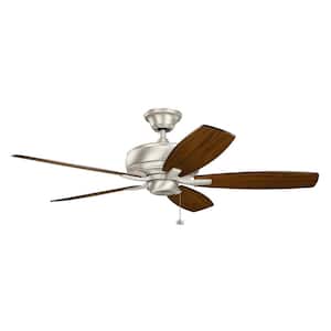 Terra 52 in. Indoor Brushed Nickel Downrod Mount Ceiling Fan with Pull Chain for Bedrooms or Living Rooms