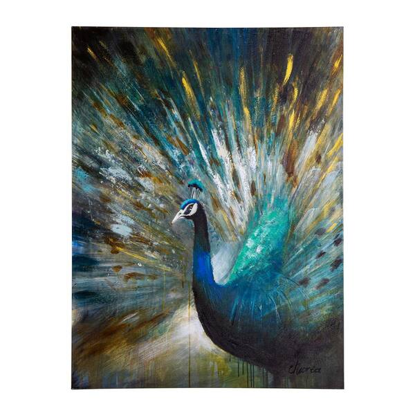 Yosemite Home Decor 47.5 in. x 35.5 in. Peacock Prowess