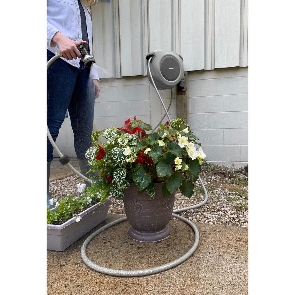 Hudson Gray Retractable 50 ft. Hose Reel with 9-Pattern Nozzle