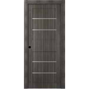 18 in. x 80 in. Liah Gray Oak Right-Hand Solid Core Composite 4-Lite Frosted Glass Single Prehung Interior Door