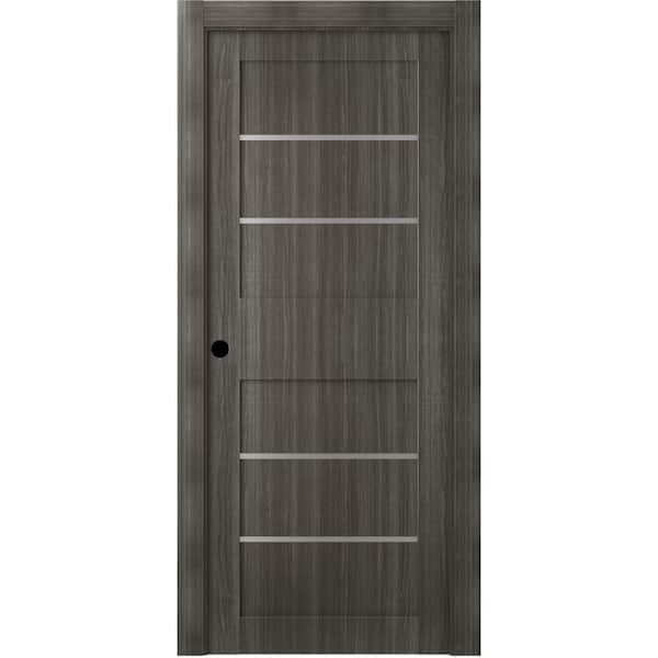 Belldinni 24 in. x 80 in. Liah Gray Oak Right-Hand Solid Core Composite 4-Lite Frosted Glass Single Prehung Interior Door