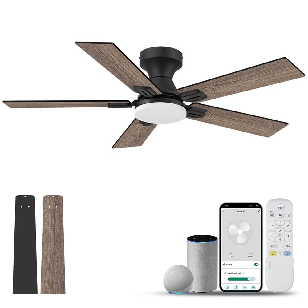 42 in. Smart Outdoor Indoor Black Ceiling Fan with LED Lights, Remote, Voice Control via Alexa, Dimmable, Quite DC Motor price history on PriceWatchPro