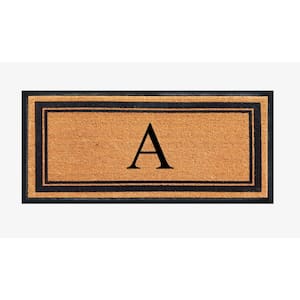 A1HC Markham Picture Frame Black/Beige 30 in. x 60 in. Coir and Rubber Flocked Large Outdoor Monogrammed A Door Mat