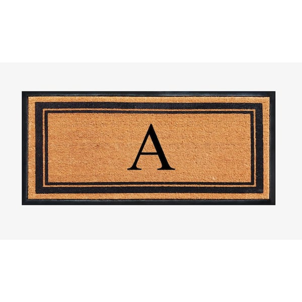 A1 Home Collections A1HC Markham Picture Frame Black/Beige 30 in. x 60 in. Coir and Rubber Flocked Large Outdoor Monogrammed A Door Mat