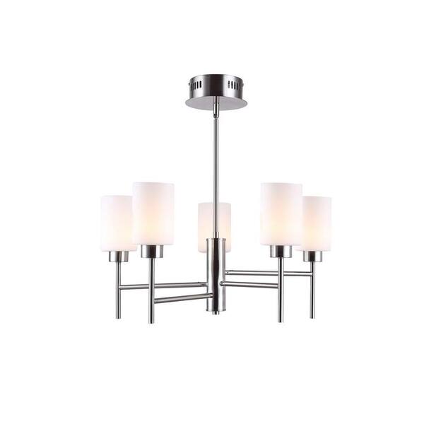CANARM Beecher Brushed Nickel LED Chandelier with Flat Opal Glass