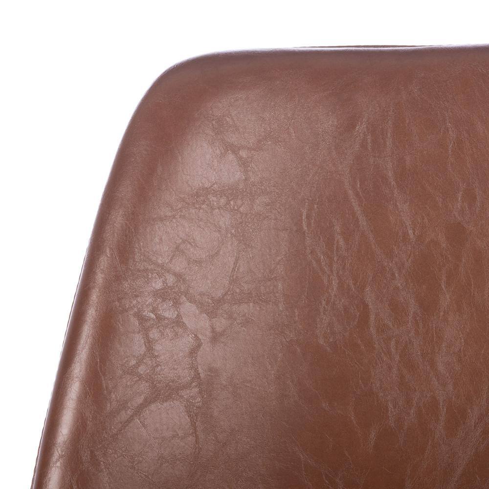 Dorian Light Brown Vegan Leather & Brass Side Chair Set of 2