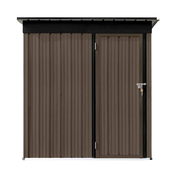 Unbranded 5 ft. W x 4 ft. D Metal Garden Shed for Outdoor Storage with Single Lockable Door in Black and Brown (20 sq. ft.)