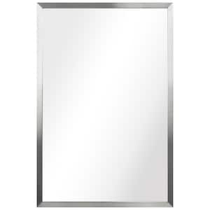 36 in. x 24 in. Contempo Rectangle Brushed Silver Stainless Steel Framed Wall Mirror