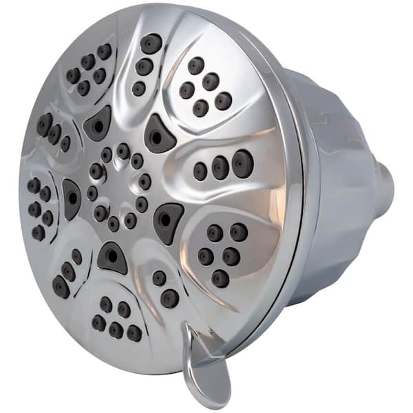 Westbrass 5 in. 7-Spray Patterns 1.8 GPM Wall Mount Fixed Shower Head with Filtered in Polished Chrome