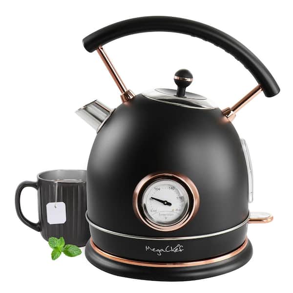 MegaChef 1.8 l 7.6 -Cups in Matte Black Half Circle Electric Tea Kettle With Thermostat