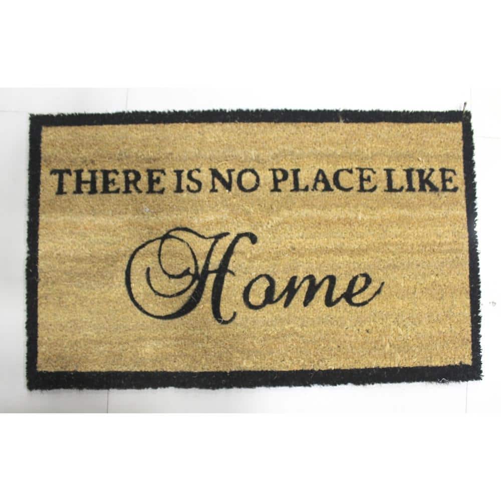 Welcome There is No Place Like Home Natural 18 in. W x 30 in. L Coir Non-Sl