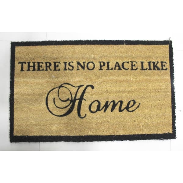 Unbranded Welcome There is No Place Like Home Natural 18 in. W x 30 in. L Coir Non-Slip Indoor Outdoor Door Mat