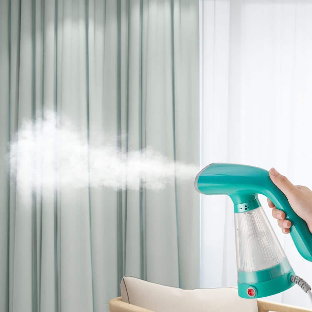 Teal Handheld Garment Steamer with Clear Ribbed Water Tank