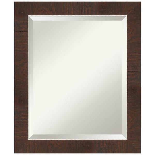 Amanti Art Medium Rectangle Wildwood Brown Beveled Glass Casual Mirror (24 in. H x 20 in. W)