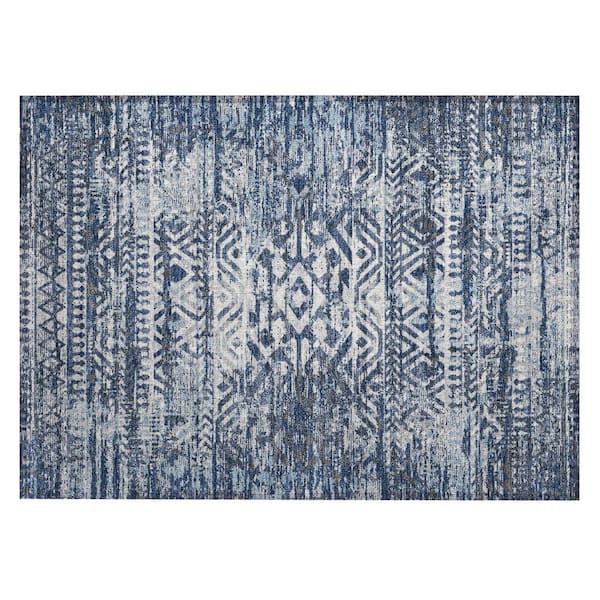 Chantille Machine Washable Indoor/Outdoor Abstract ACN3161 Navy 2 ft. x 3 ft. Accent Rug