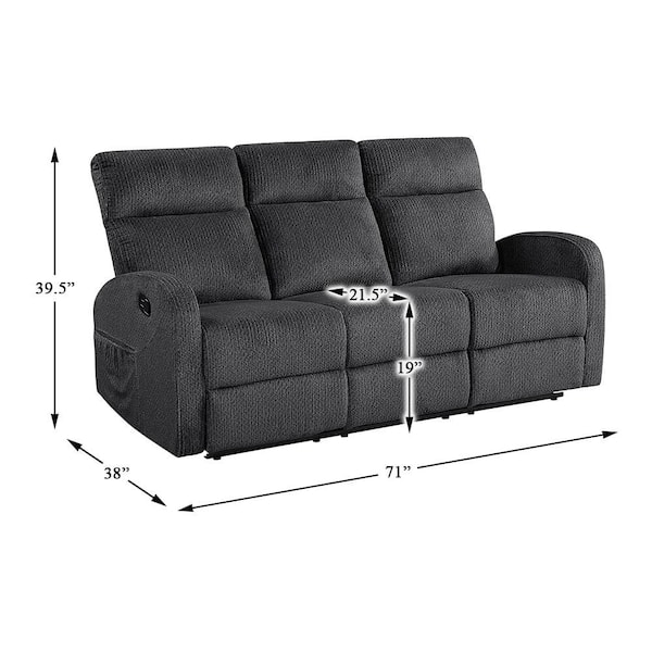Lazzara Glendale 71 in. W Slope Arm Microfiber Rectangle Manual