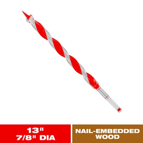 7/8 in. x 13 in. Carbide Auger Drill Bit for Wood and Nail-Embedded Wood